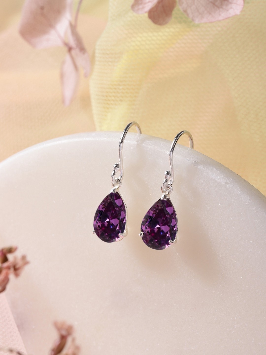 

Zavya Rhodium-Plated CZ Studded Sterling Silver Geometric Drop Earrings