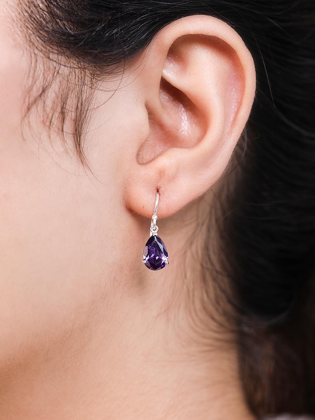 

Zavya Rhodium-Plated CZ Studded Sterling Silver Geometric Drop Earrings