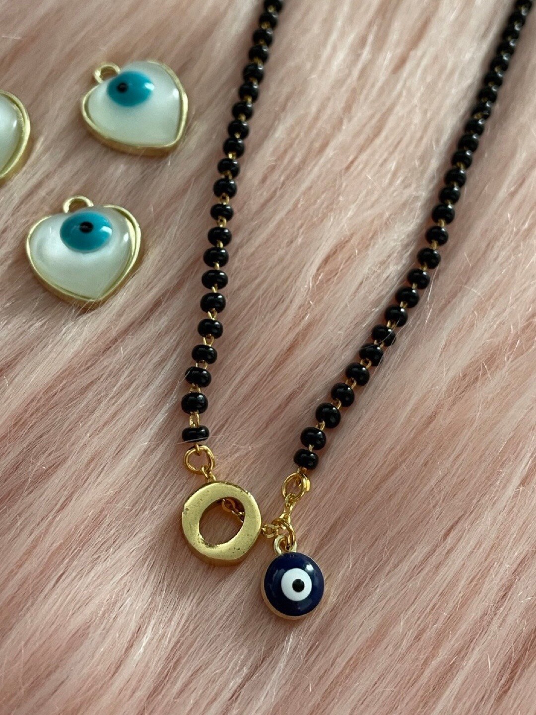 

Digital Dress Room Gold-Plated Beaded O Letter Alphabet Evil Eye Mangalsutra
