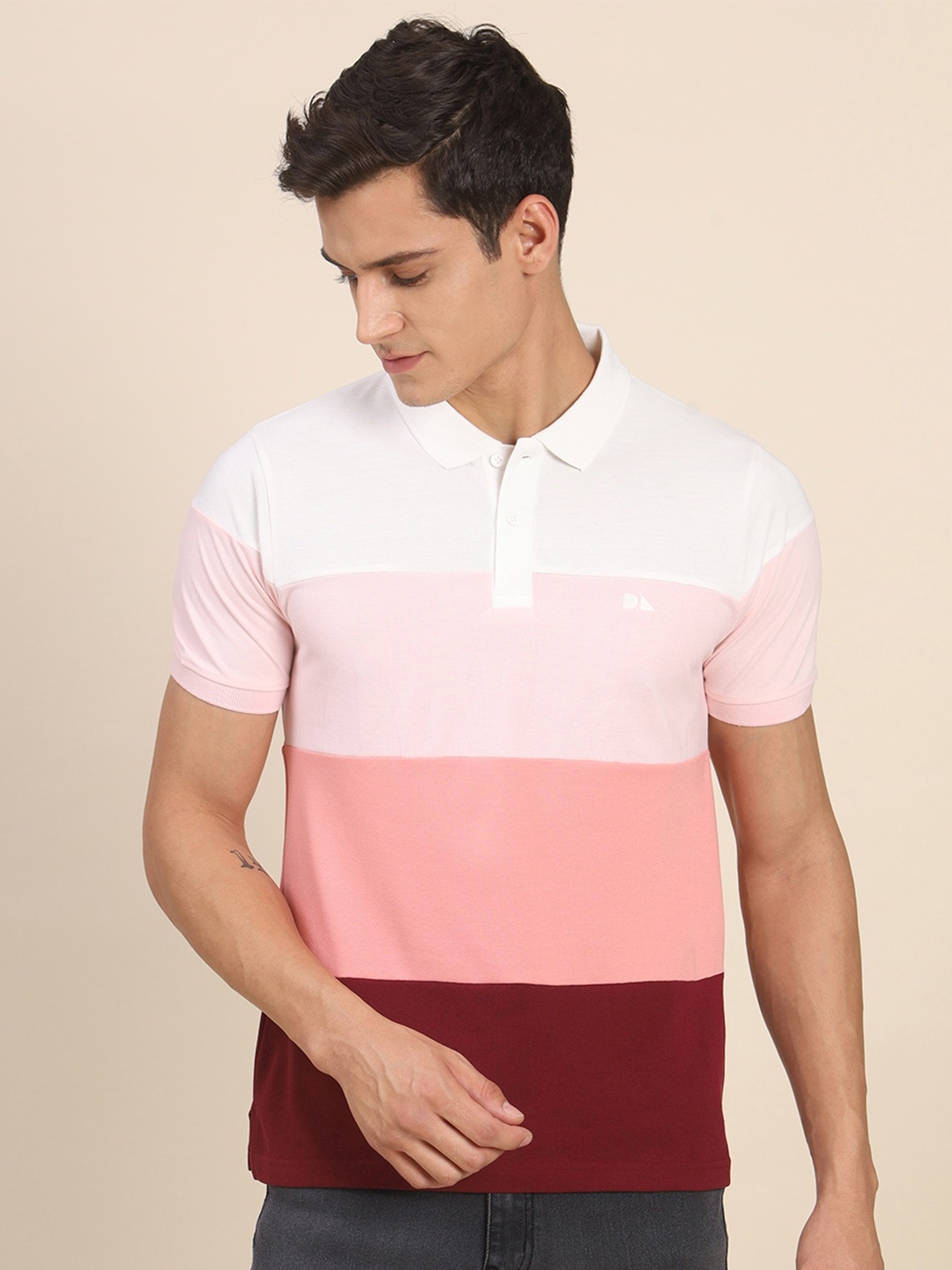 

Dennis Lingo Colourblocked Polo Collar Regular Fit T-shirt, White