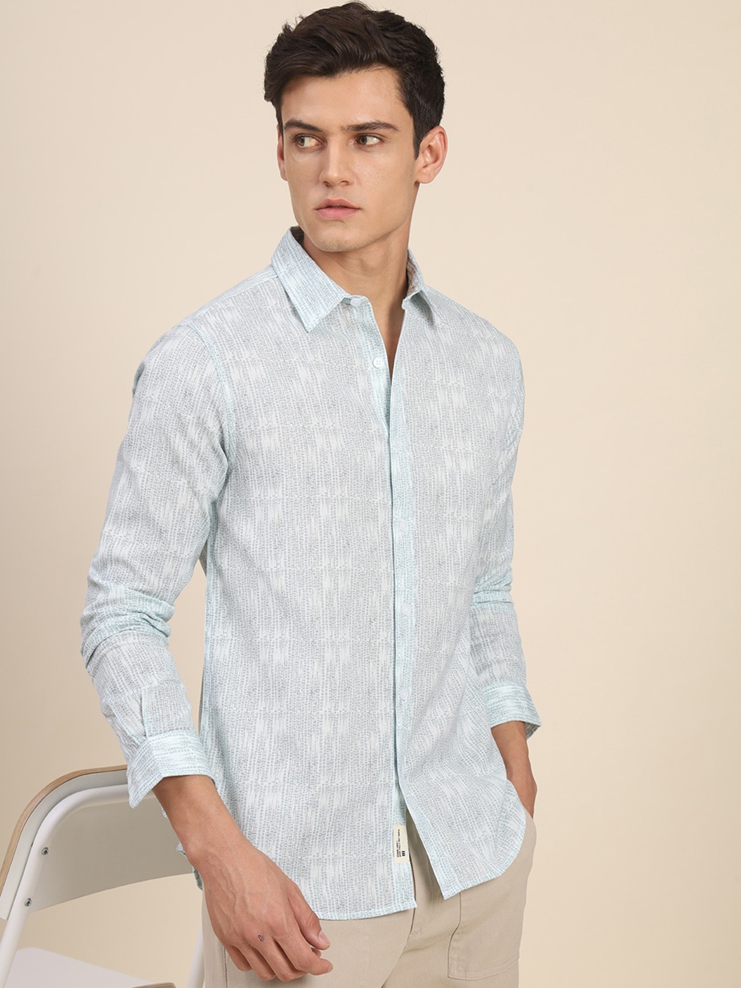 

Dennis Lingo India Slim Vertical Striped Slim Fit Pure Cotton Casual Shirt, Blue