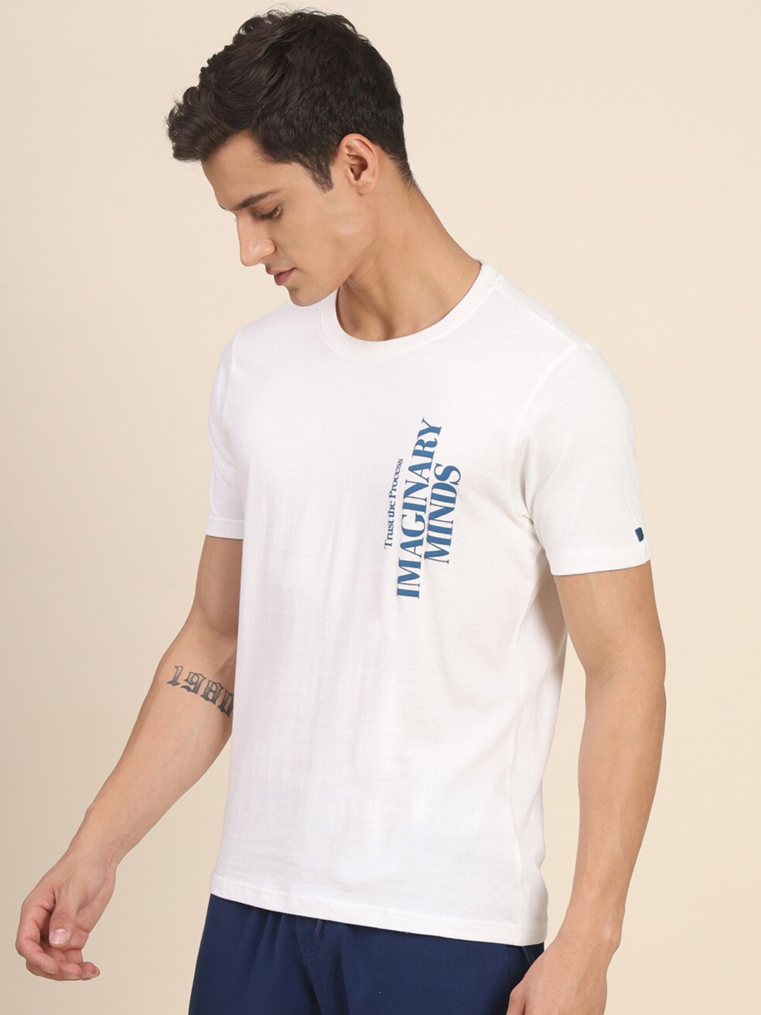 

Dennis Lingo Typography Printed Round Neck T-shirt, White