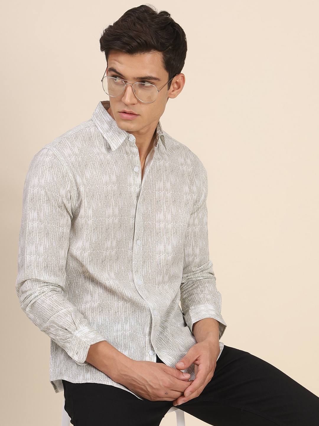 

Dennis Lingo India Slim Vertical Striped Slim Fit Pure Cotton Casual Shirt, Olive