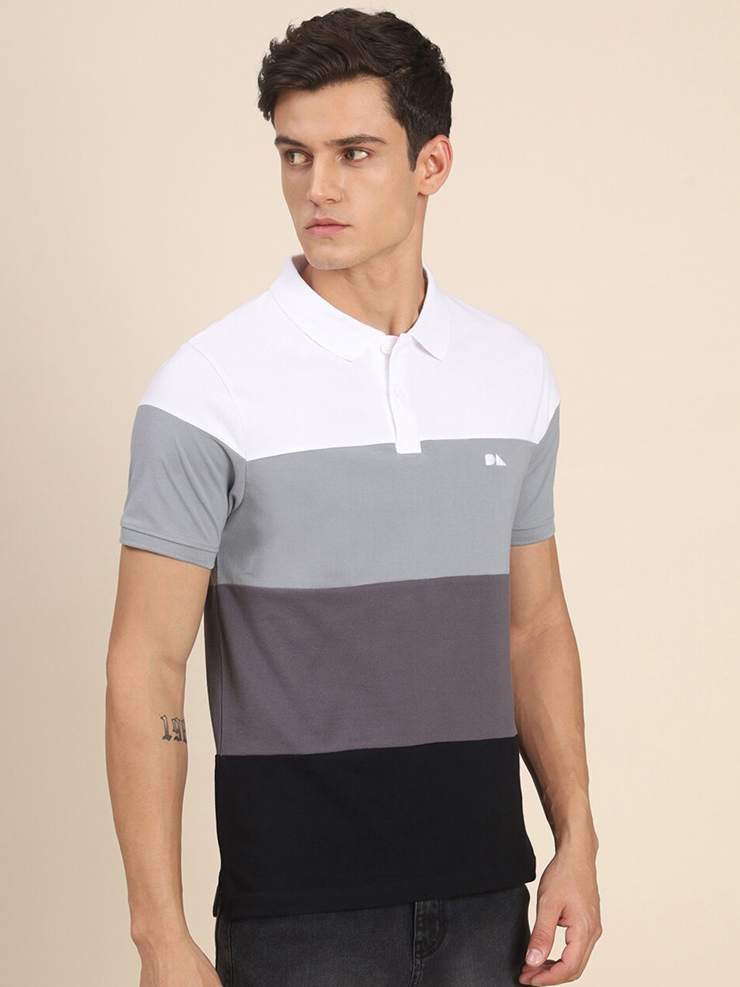

Dennis Lingo Colourblocked Polo Collar Regular Fit T-shirt, Black