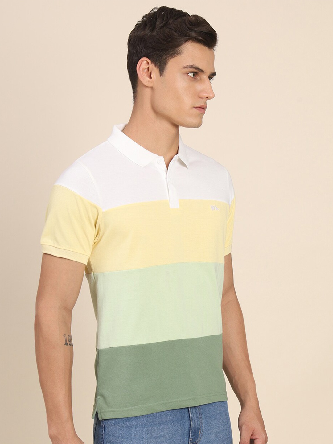 

Dennis Lingo Colourblocked Polo Collar Regular Fit T-shirt, White