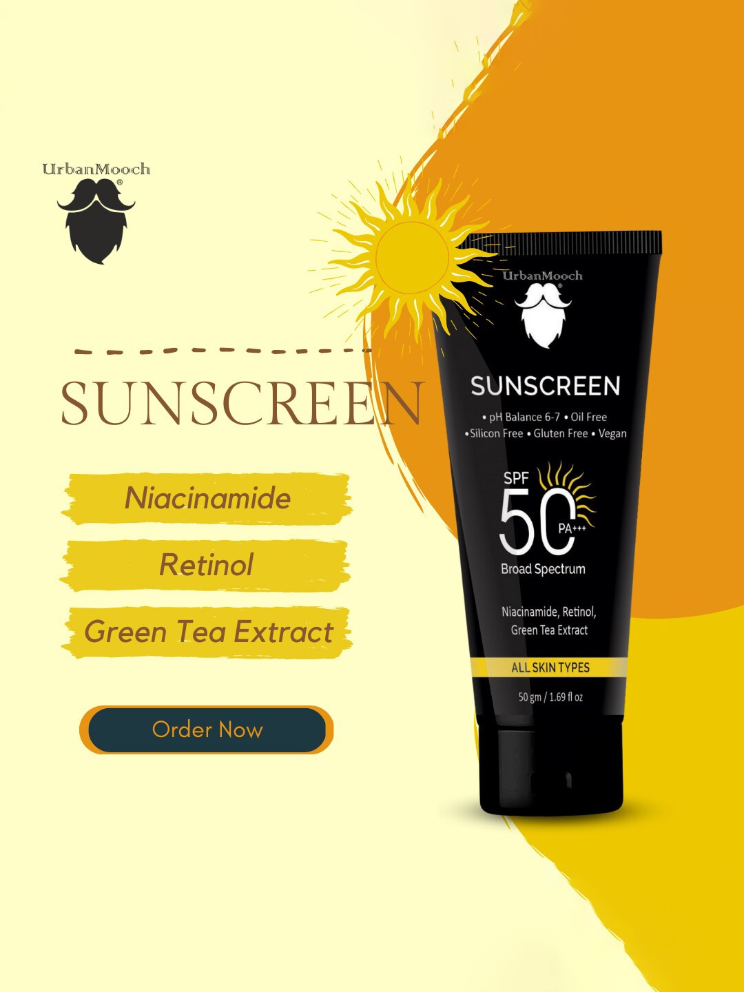 

UrbanMooch Men SPF 50 PA+++ Broad Spectrum Sunscreen-50gm, White