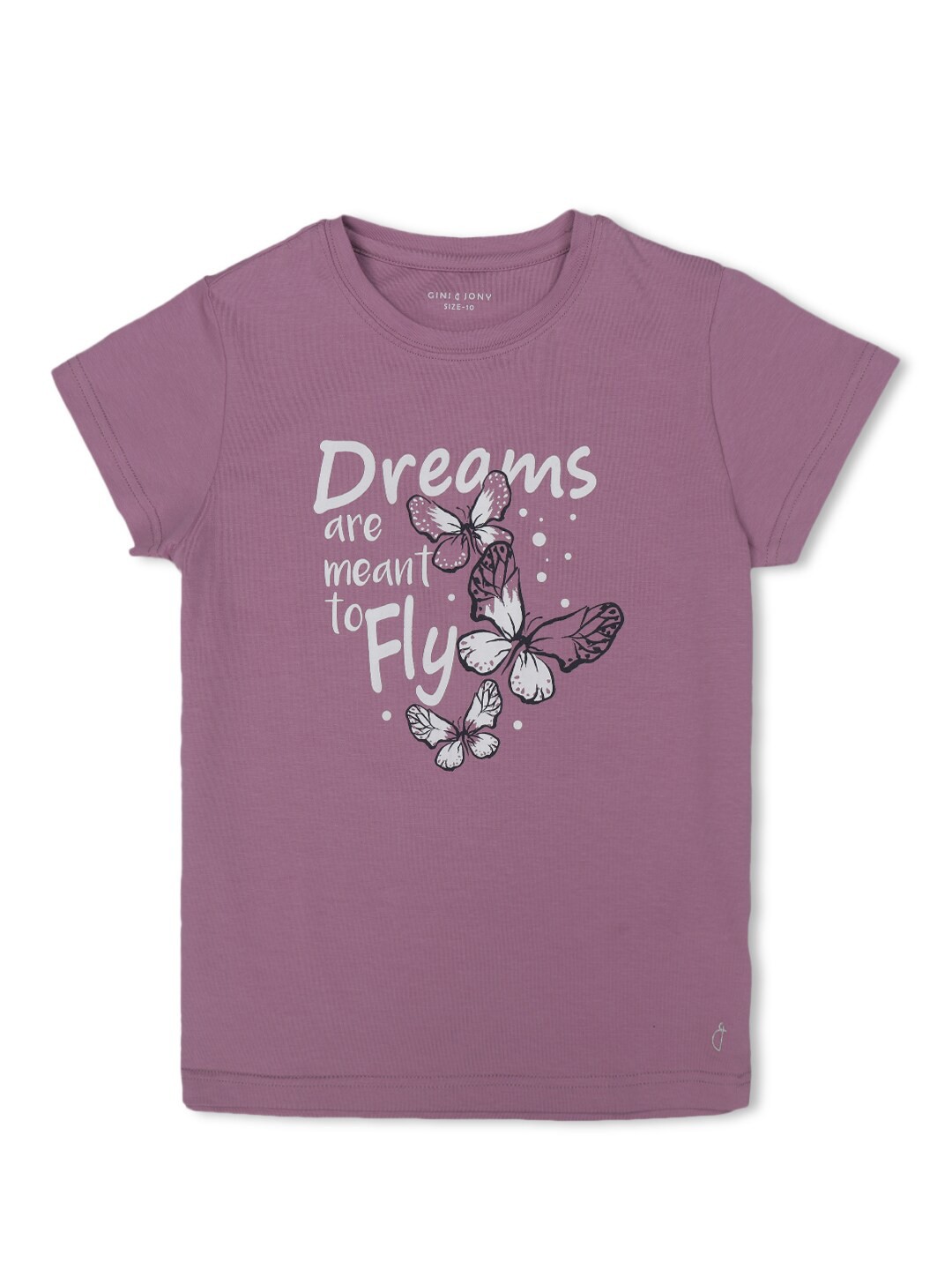 

Gini and Jony Girls Typography Printed Round Neck Cotton T-Shirt, Purple