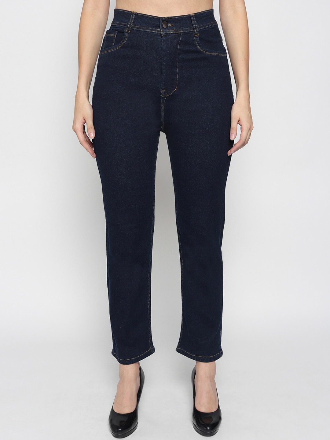 

TYFFYN Women Jean High-Rise Skinny Fit Cotton Jeans, Navy blue