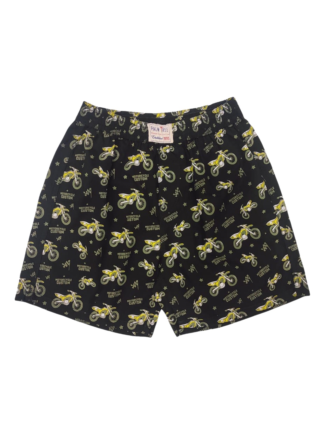 

Palm Tree Boys Conversational Printed Mid-Rise Cotton Casual Shorts, Green