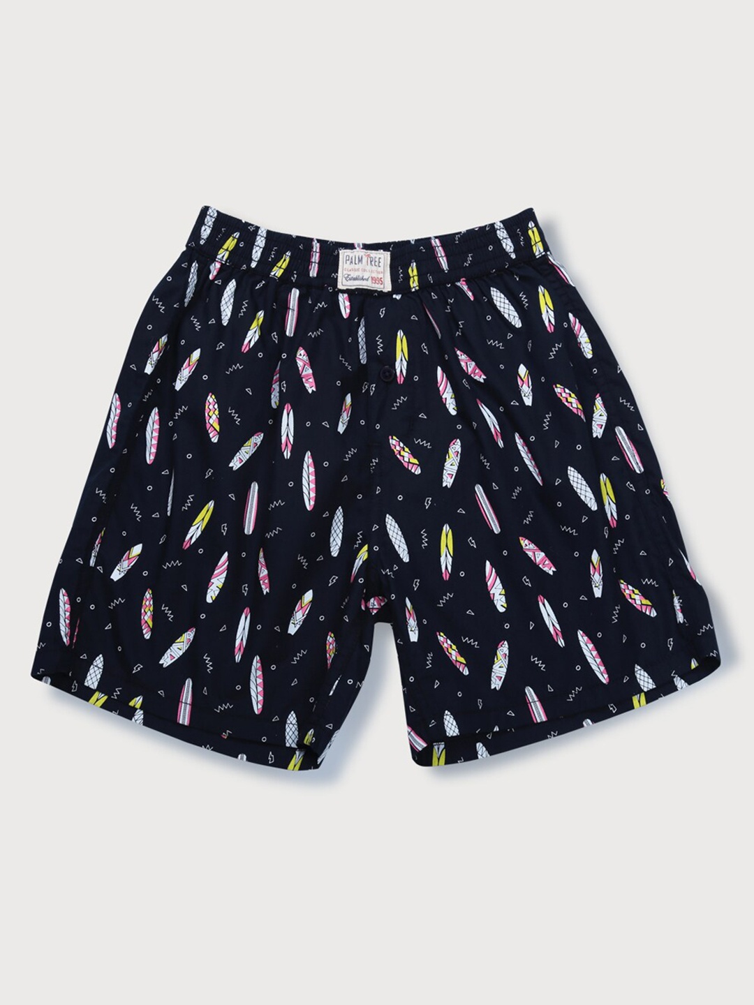 

Palm Tree Boys Conversational Printed Mid Rise Cotton Shorts, Navy blue