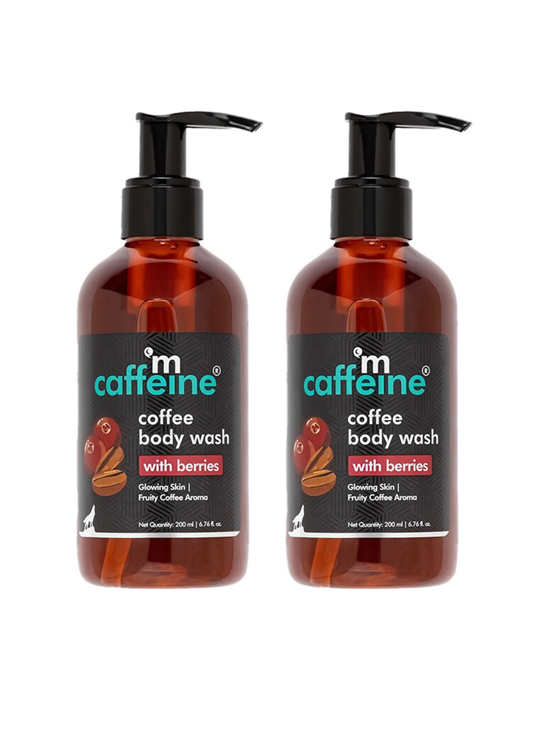 

MCaffeine Pack Of 2 Coffee Body Wash with Berries, Grey