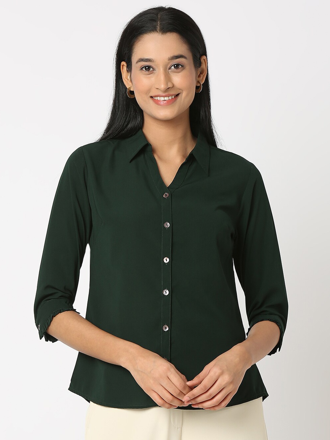 

NOT SO PINK Smart Spread Collar Casual Shirt, Green