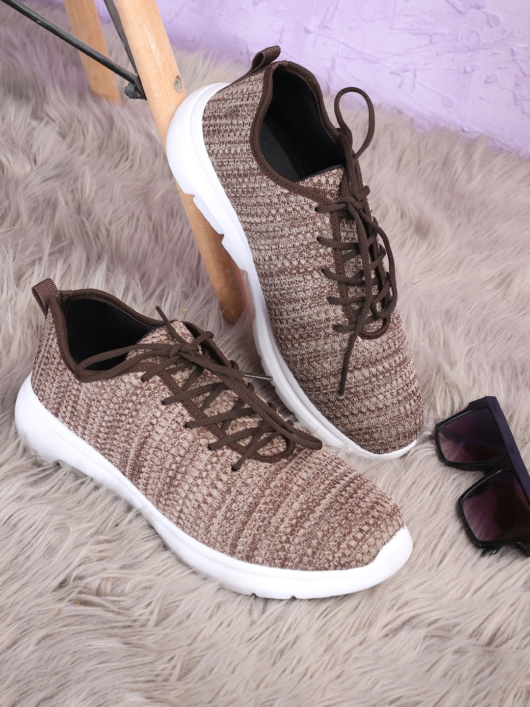 

TPENT Men Mesh Running Non-Marking Anti-Odour Lace-Up Shoes, Brown