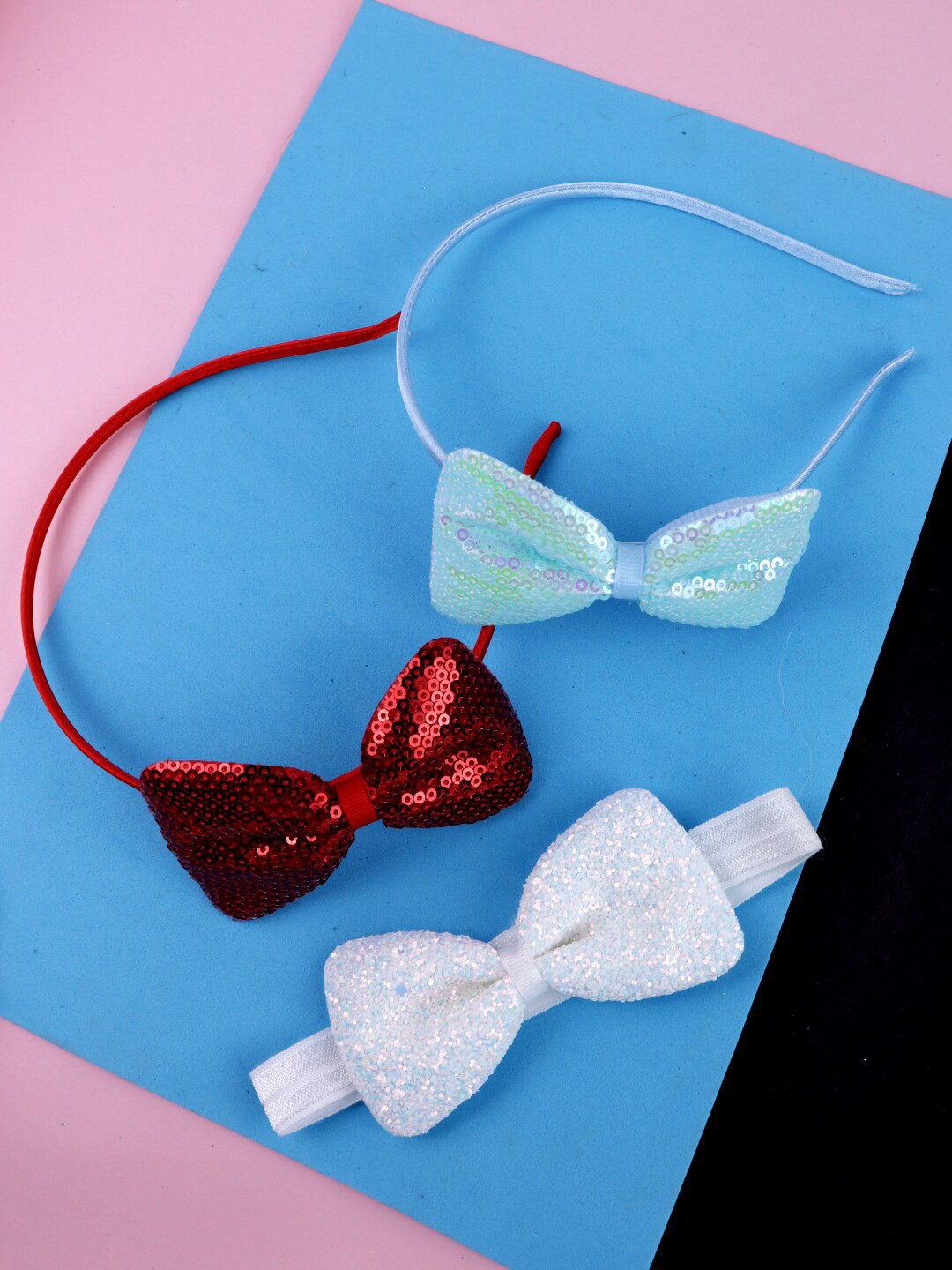 

FIMBUL Girls Set Of 3 Bow Embellished Hairbands, Blue