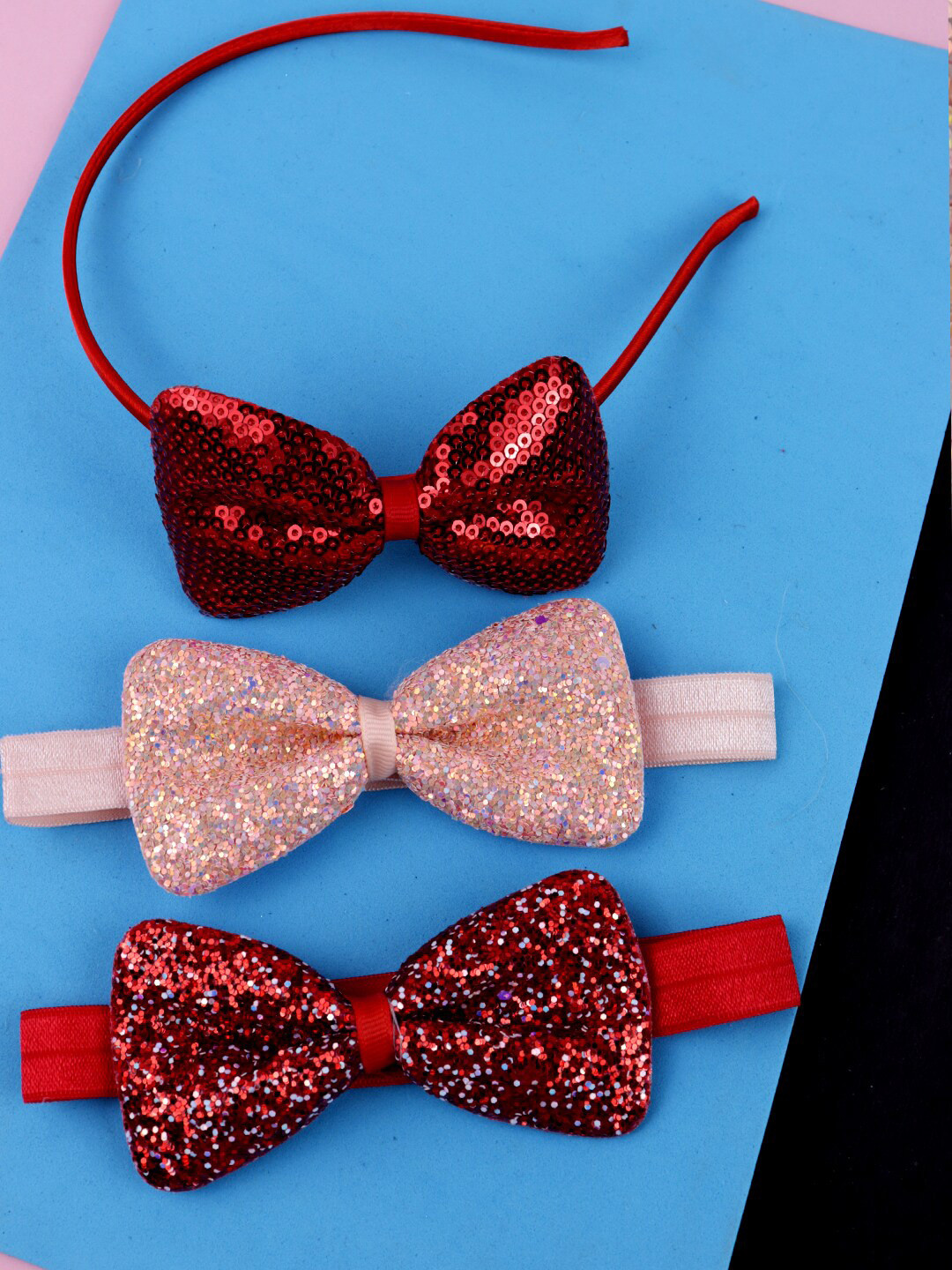 

FIMBUL Girls Set Of 3 Bow Embellished Hairbands, Red