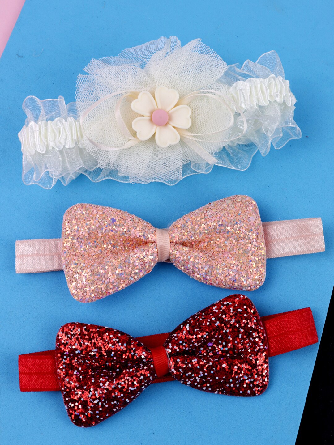 

FIMBUL Girls Set Of 3 Bow Embellished Hairbands, Red