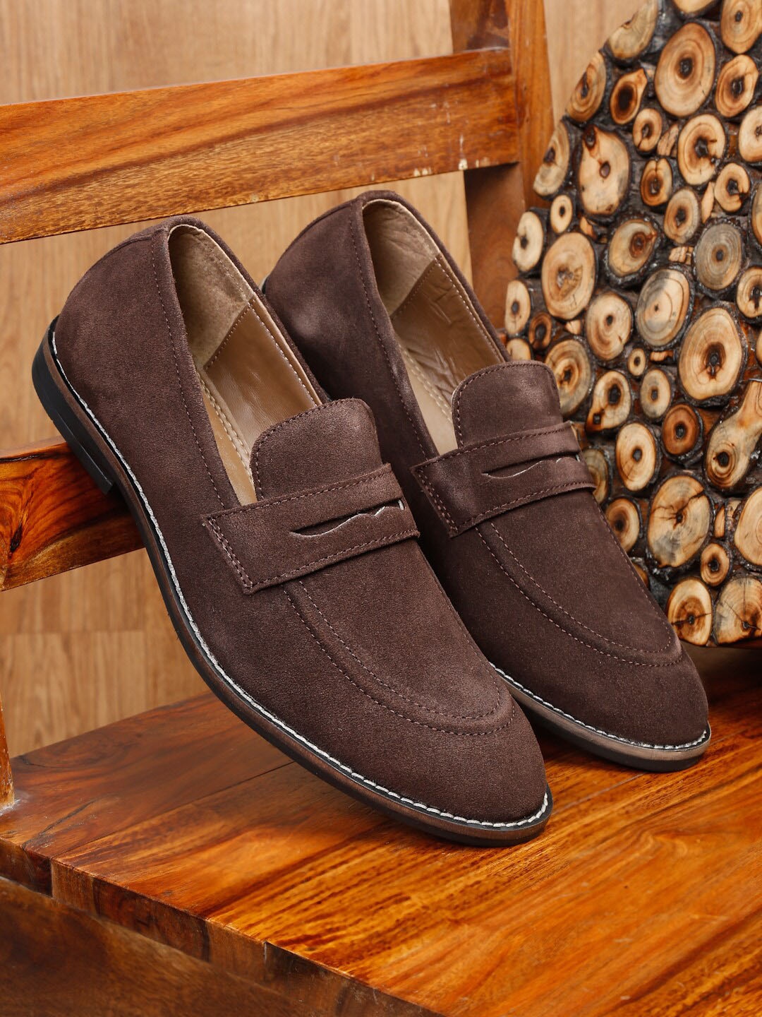 

Teakwood Leathers Men Lightweight Suede Loafers, Brown