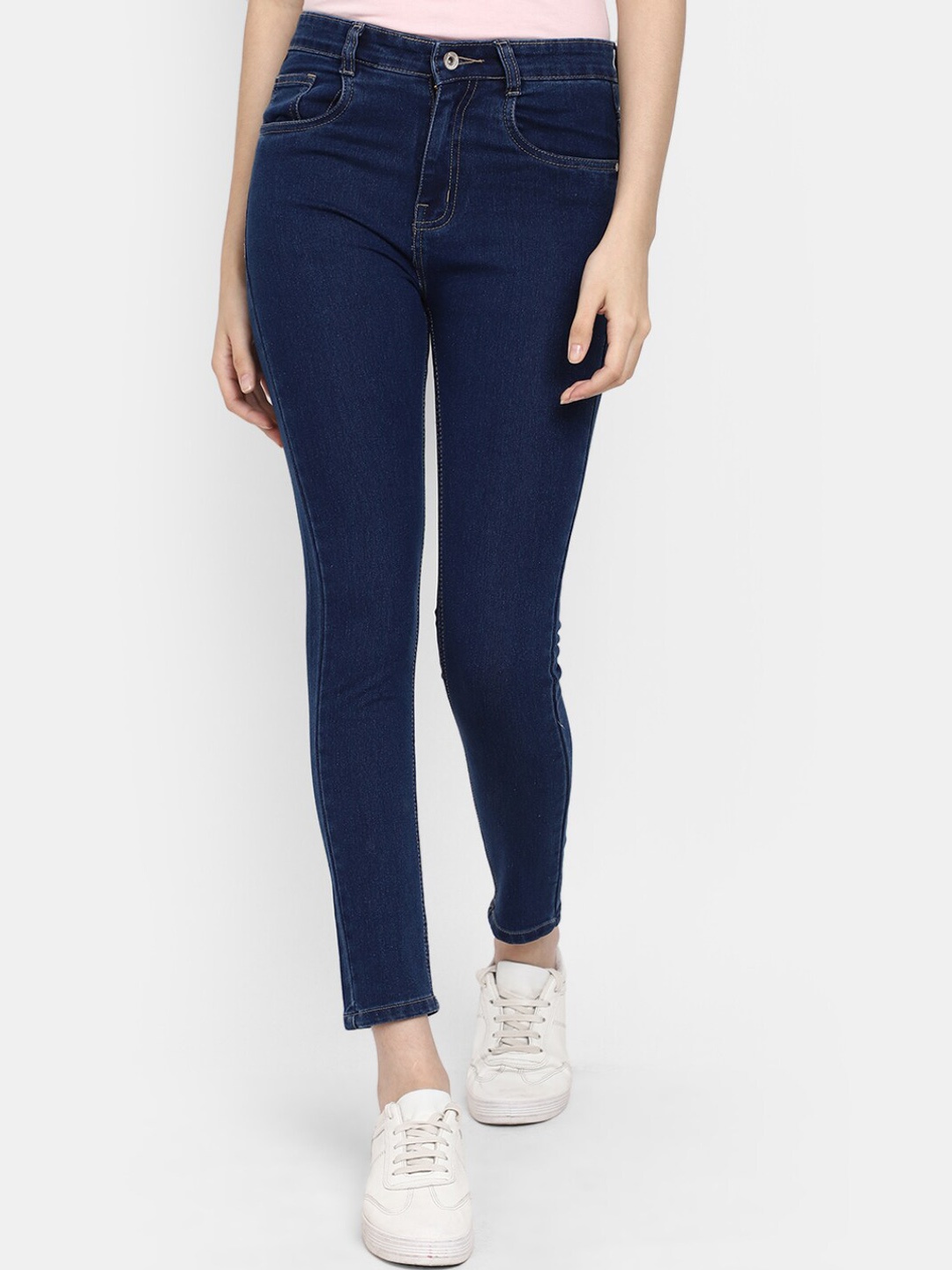 

V-Mart Women Clean Look High Waist Cotton Jeans, Blue