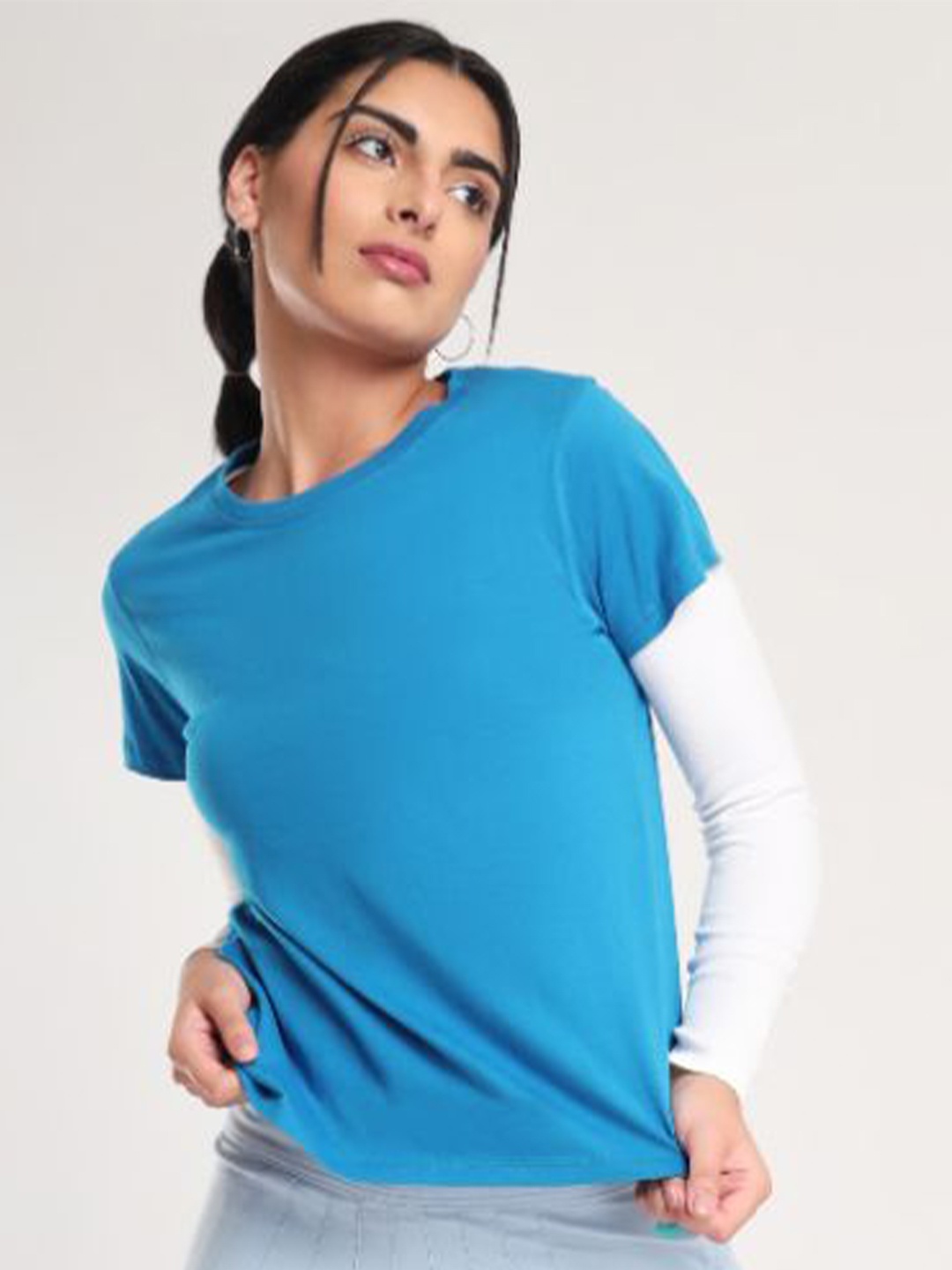 

NOBERO Round Neck Cotton T-shirt, Navy blue