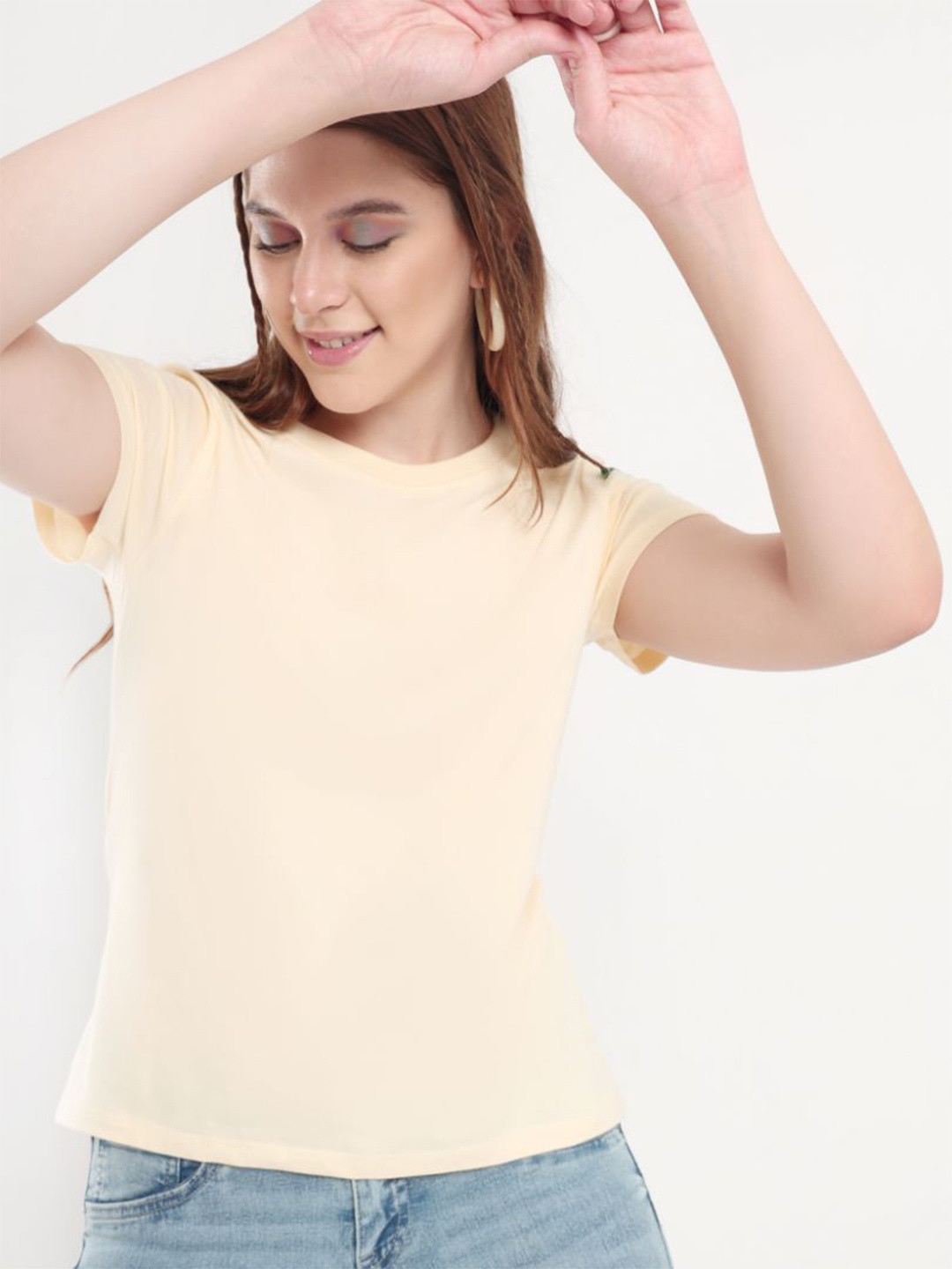 

NOBERO Round Neck Cotton T-shirt, Cream