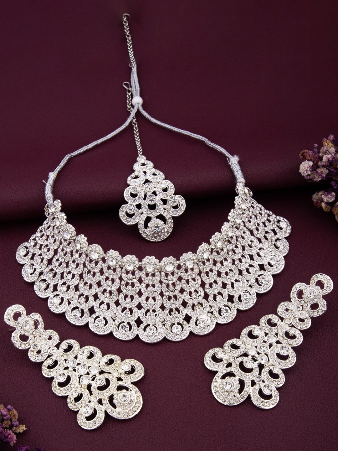 

ROFARWORD Gold-Plated Stone-Studded Jewellery Set