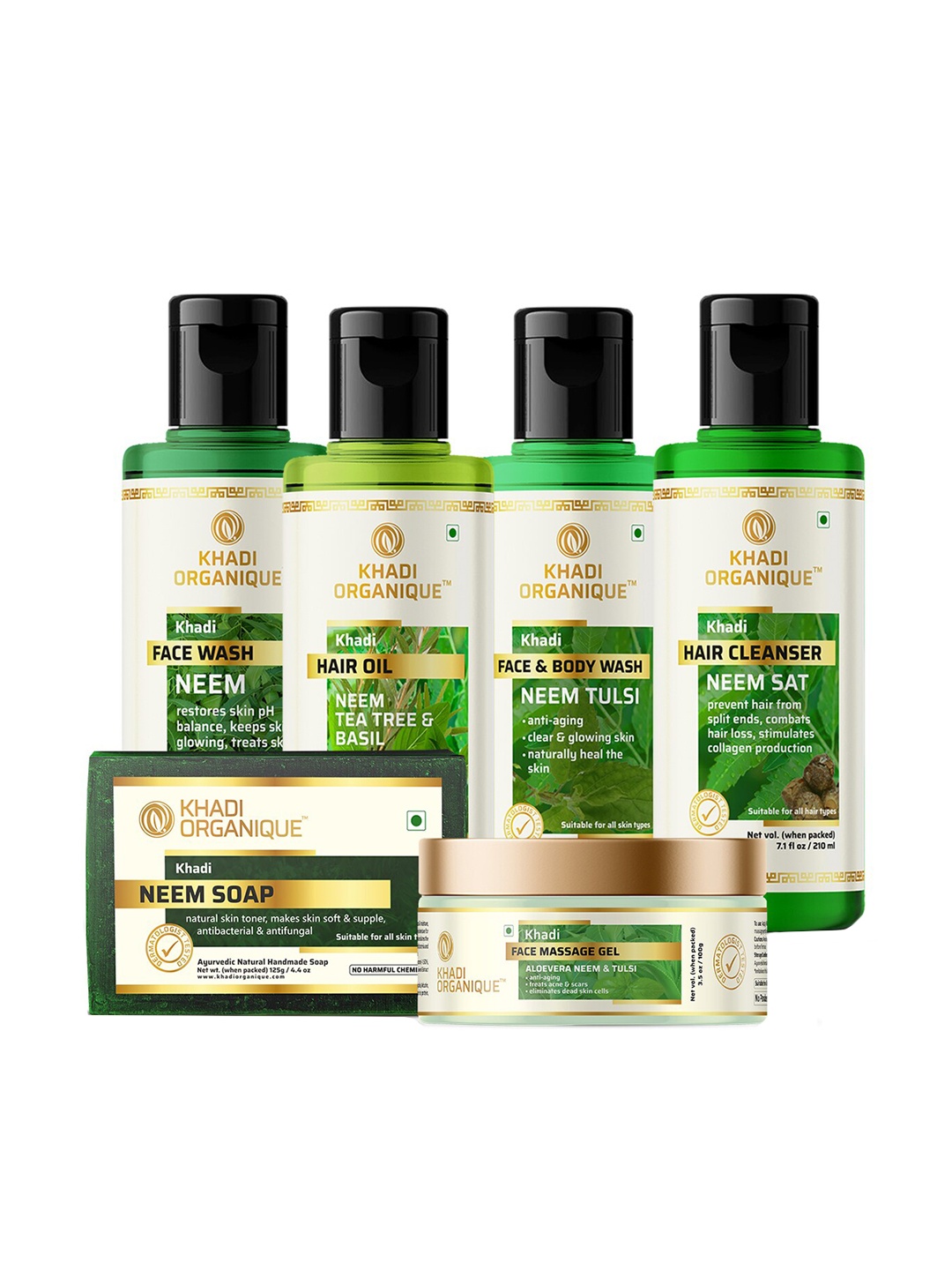 

Khadi Organique Pack Of 6 Skin & Hair Care Gift Set, Transparent