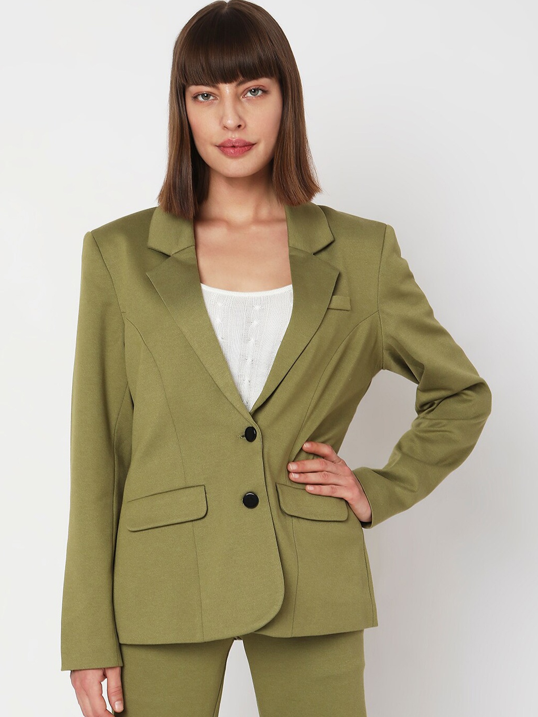 

Vero Moda Tailored-Fit Single-Breasted Blazers, Green