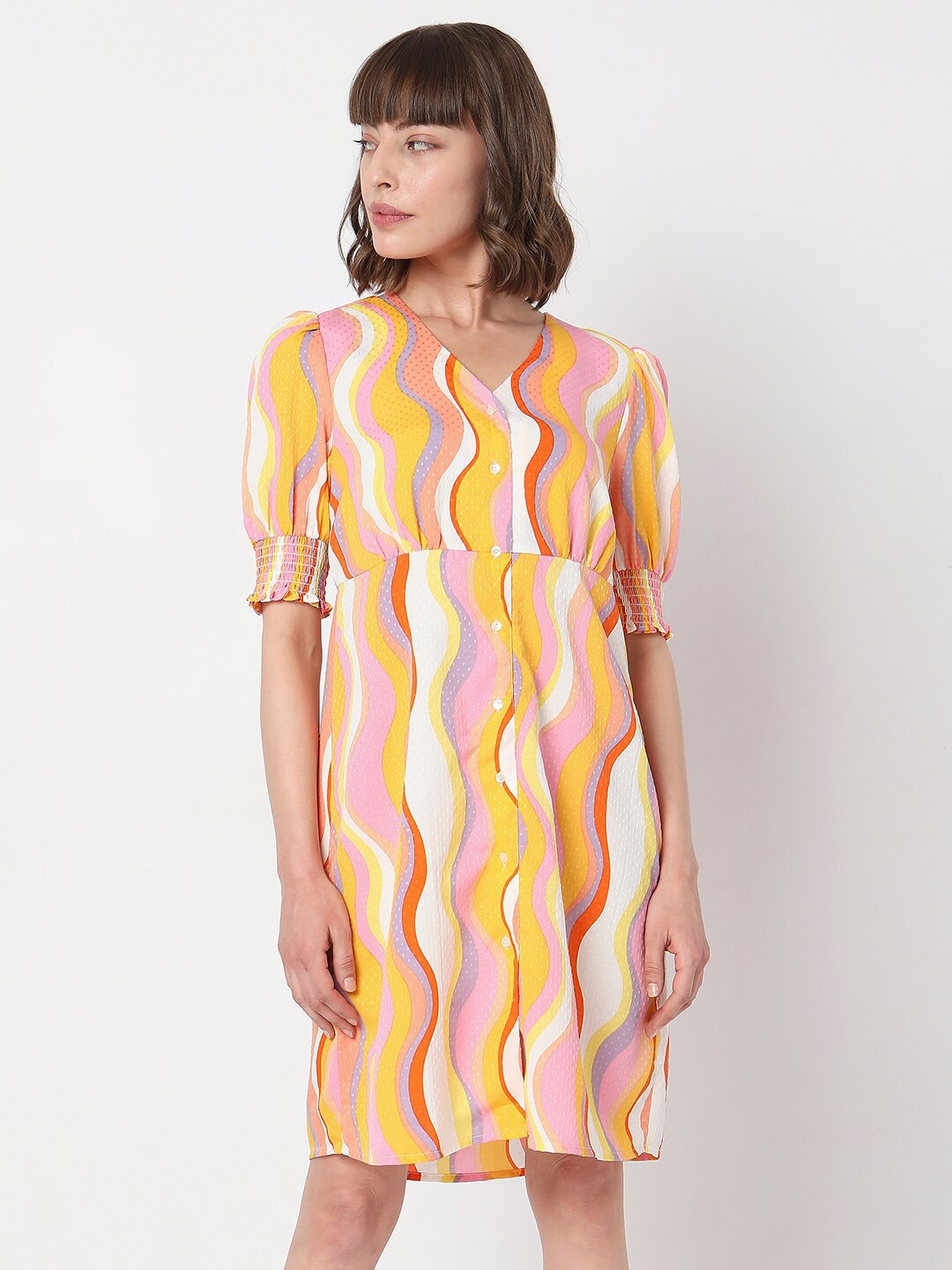 

Vero Moda Abstract Printed A-Line A-Line Dress, Pink