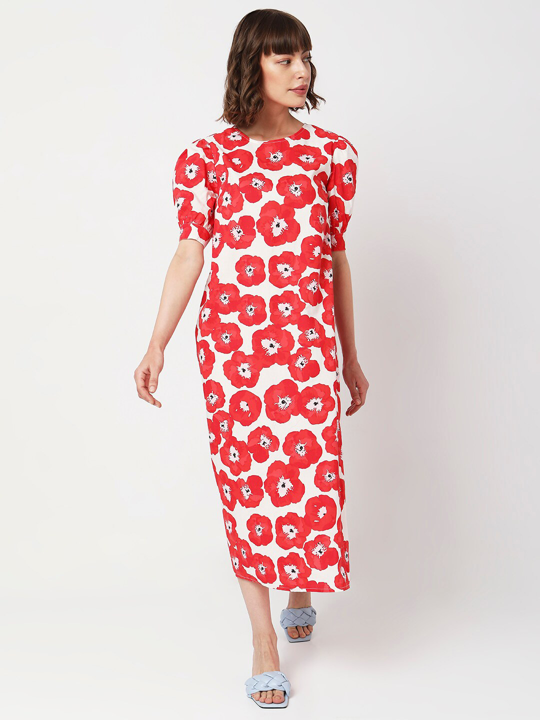 

Vero Moda Floral Printed Tie Up A-Line Dress, Red
