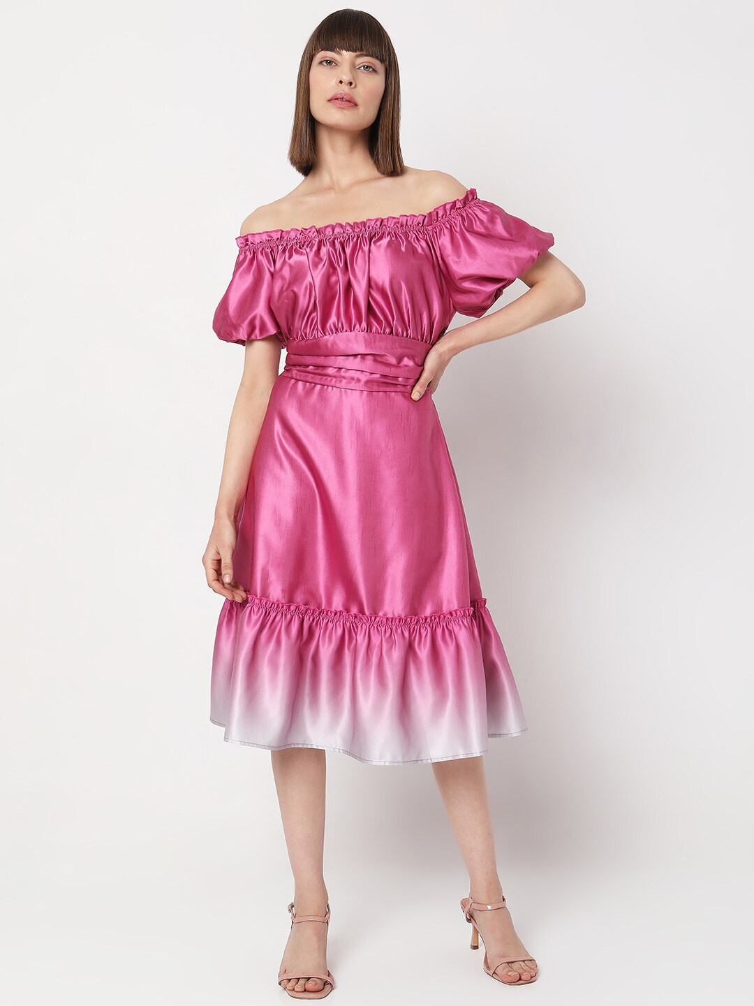 

Vero Moda Off Shoulder A-Line Dress, Pink