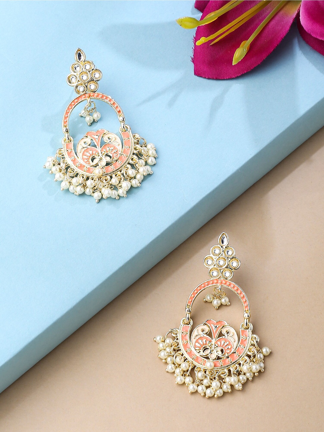 

Yellow Chimes Gold-Plated Contemporary Drop Earrings