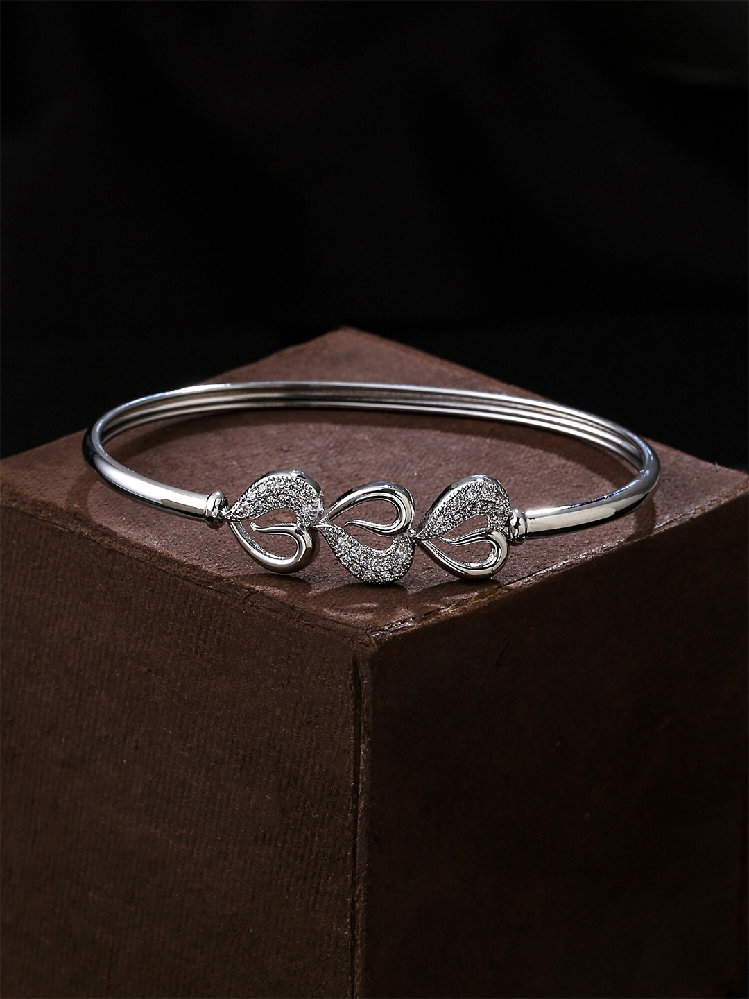 

Yellow Chimes Women Silver-Plated Crystals Bangle-Style Bracelet
