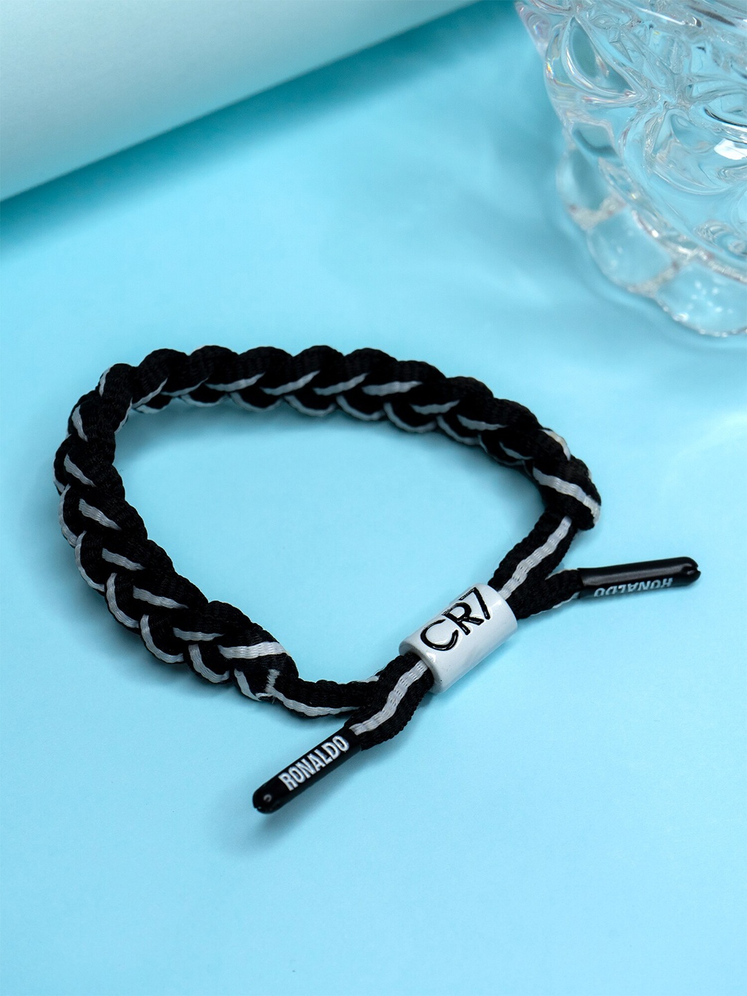 

Yellow Chimes Men Braided Wraparound Bracelet, Black