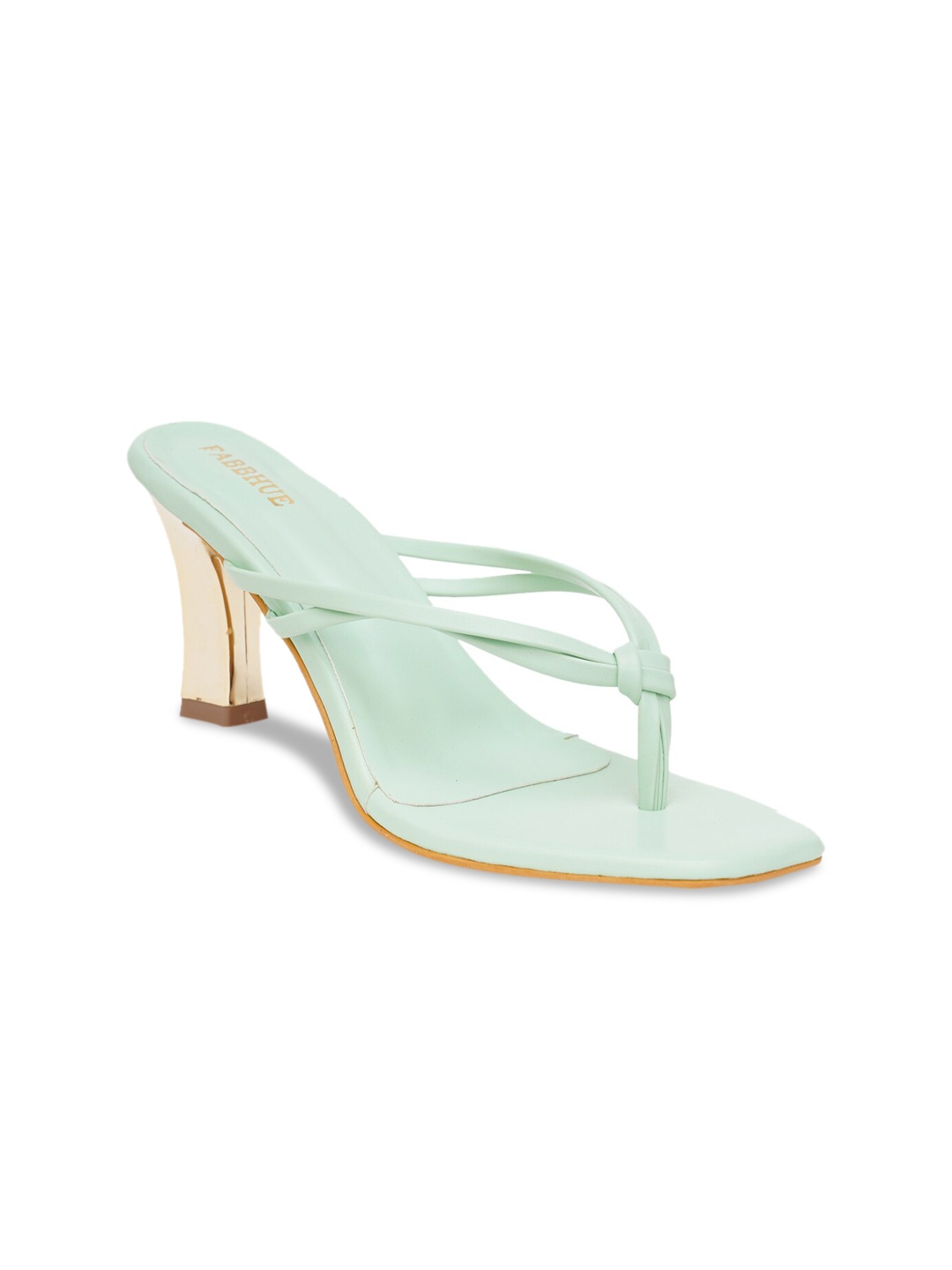 

FABBHUE Open Toes T-Straps Slip On Block Heels, Green