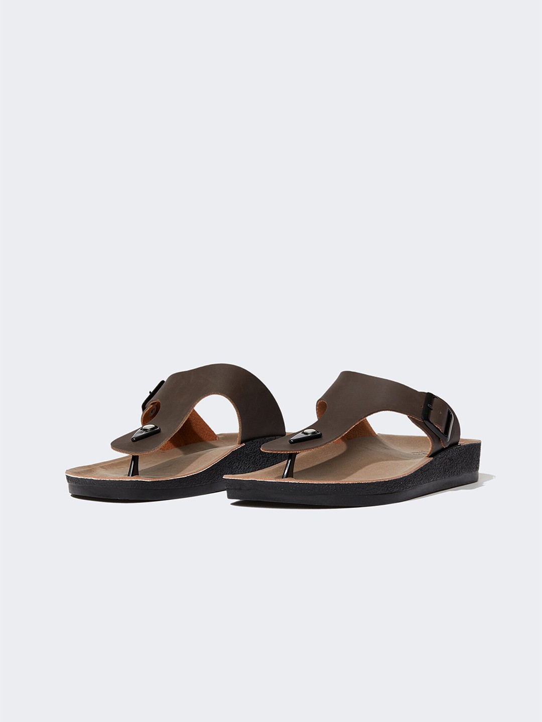 

DeFacto Men Open Toe Comfort Sandals With Buckle Detail, Brown