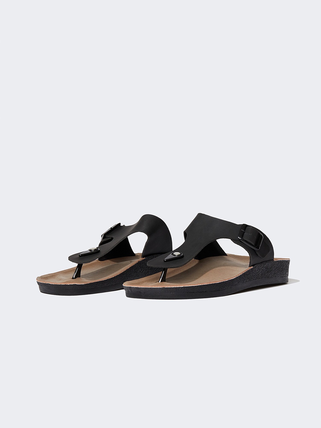 

DeFacto Men Open Toe Comfort Sandals With Buckle Detail, Black