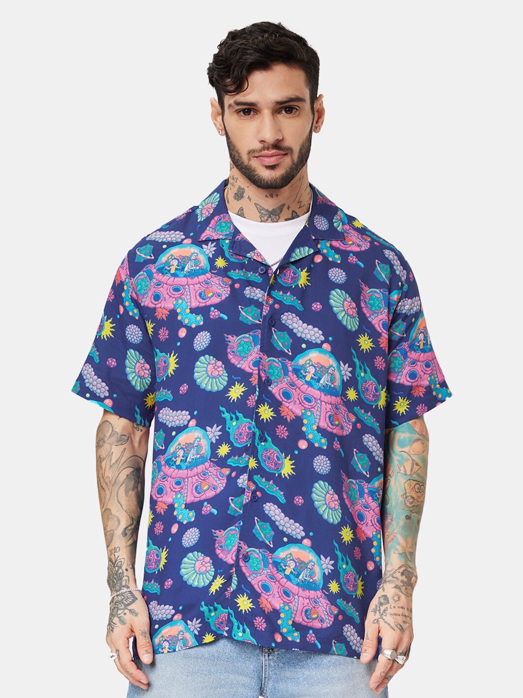 

The Souled Store Blue Standard Floral Printed Casual Shirt