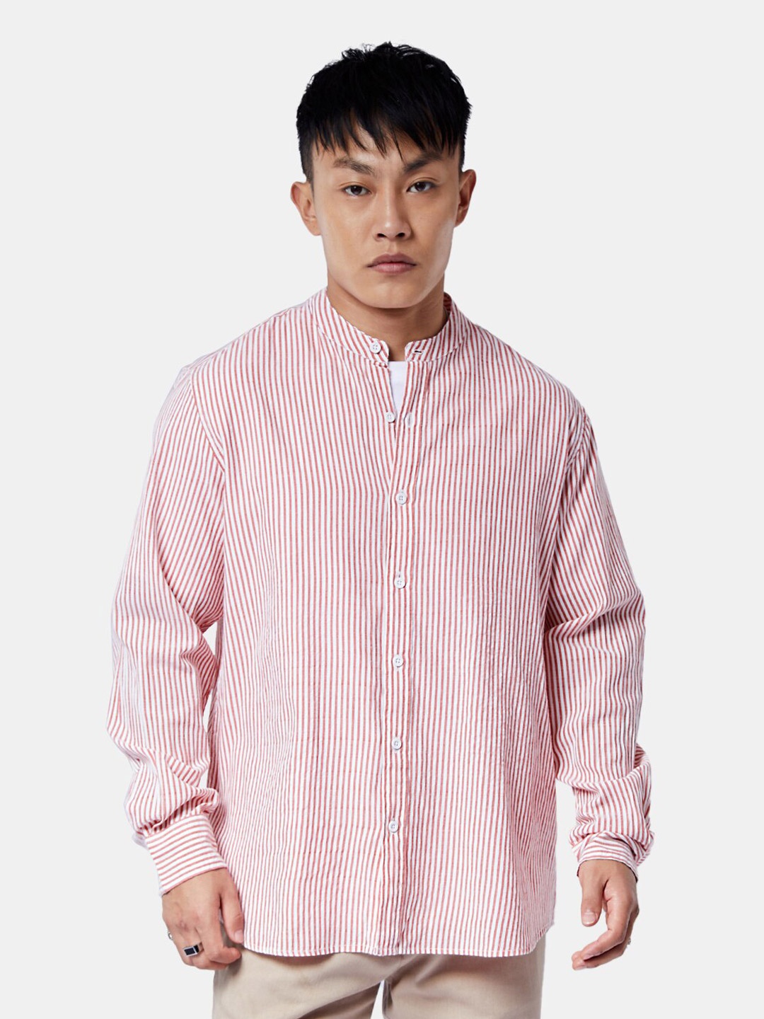 

The Souled Store Red Standard Striped Pure Cotton Casual Shirt