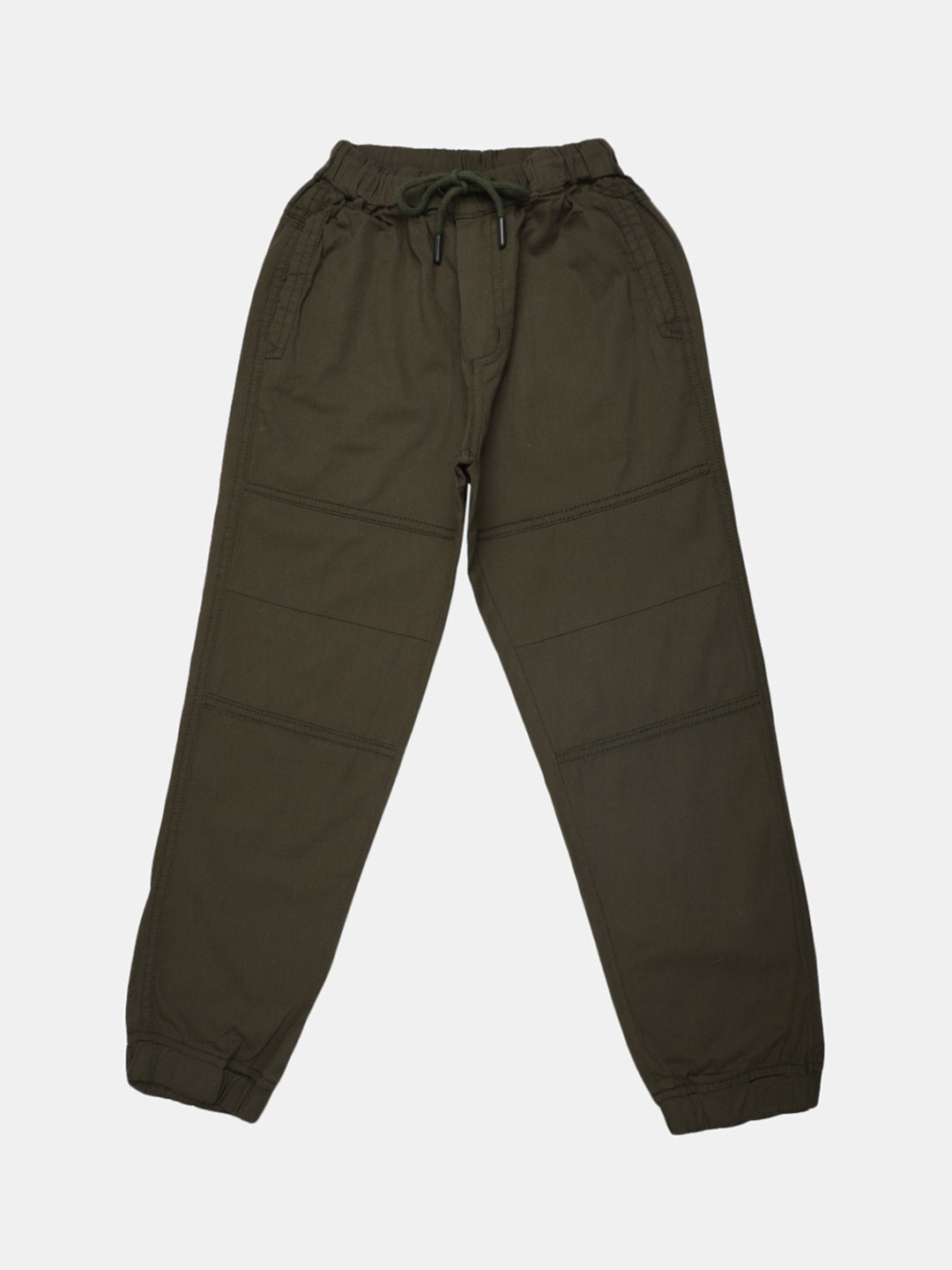 

V-Mart Boys Mid-Rise Cotton Joggers, Olive