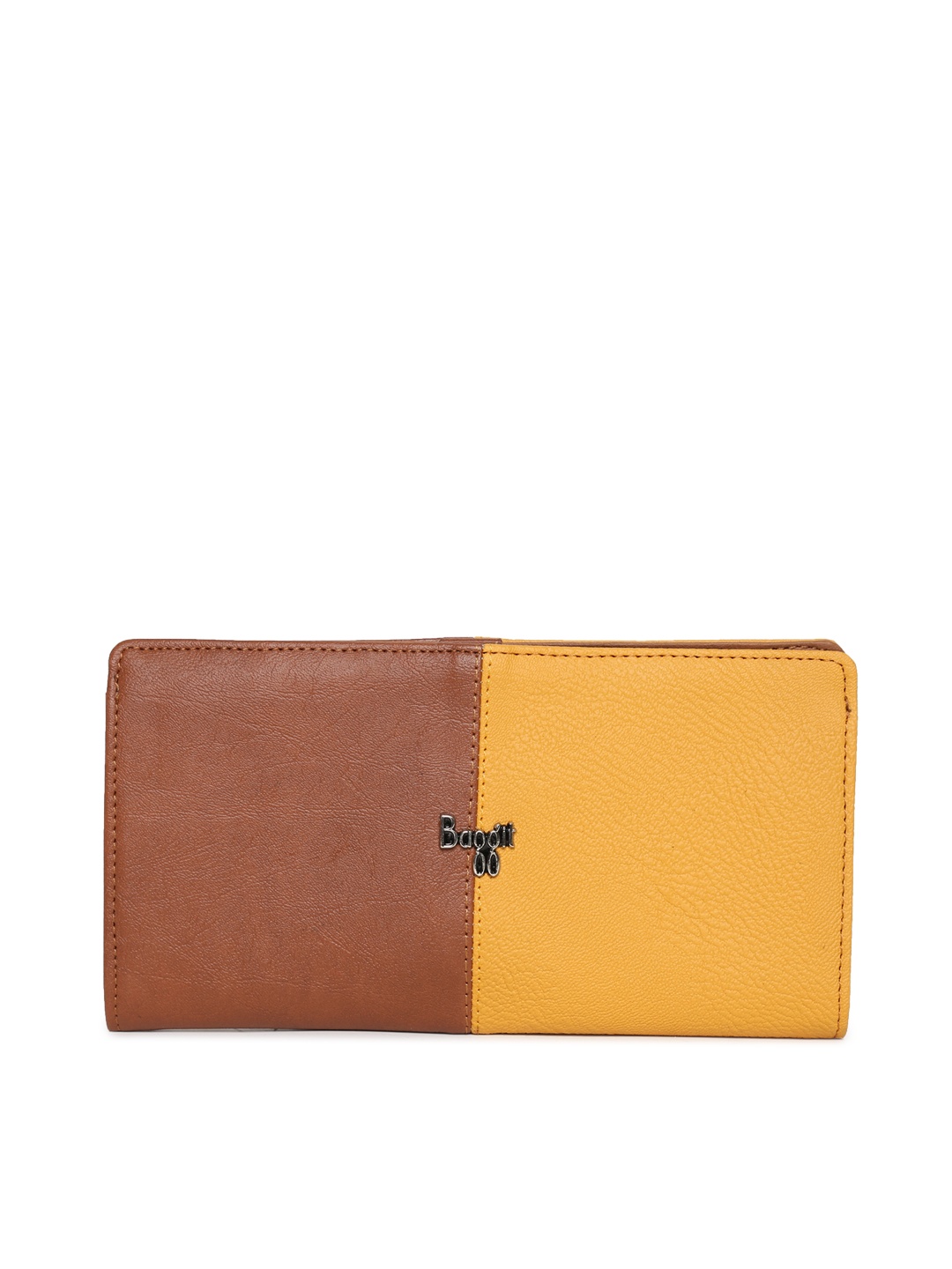 

Baggit Women Tan & Yellow Colourblocked Two Fold Wallet