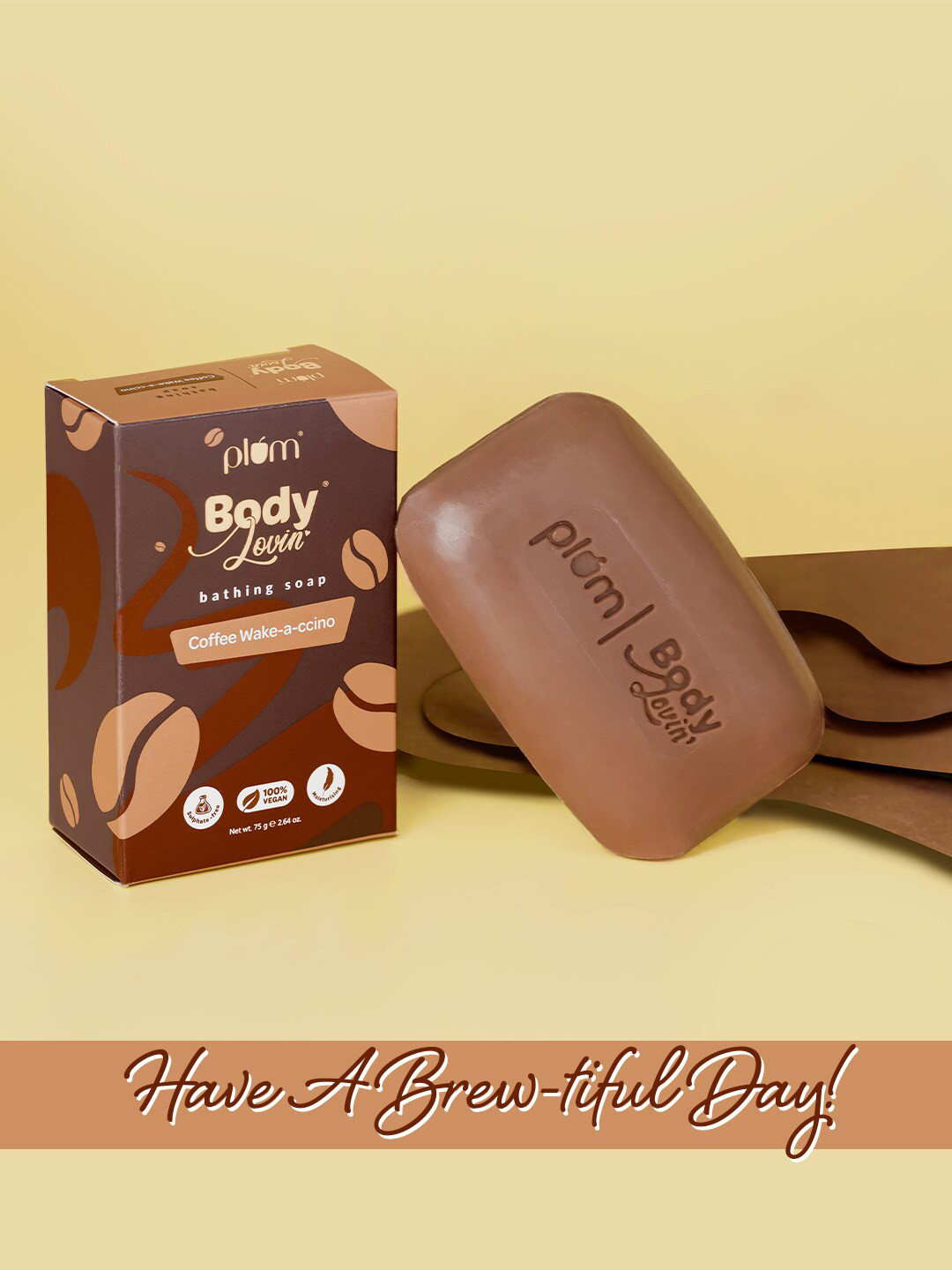 

Plum BodyLovin' Coffee Non-Drying & Sulphate-Free Wake-a-ccino Bathing Soap 75gm, Brown