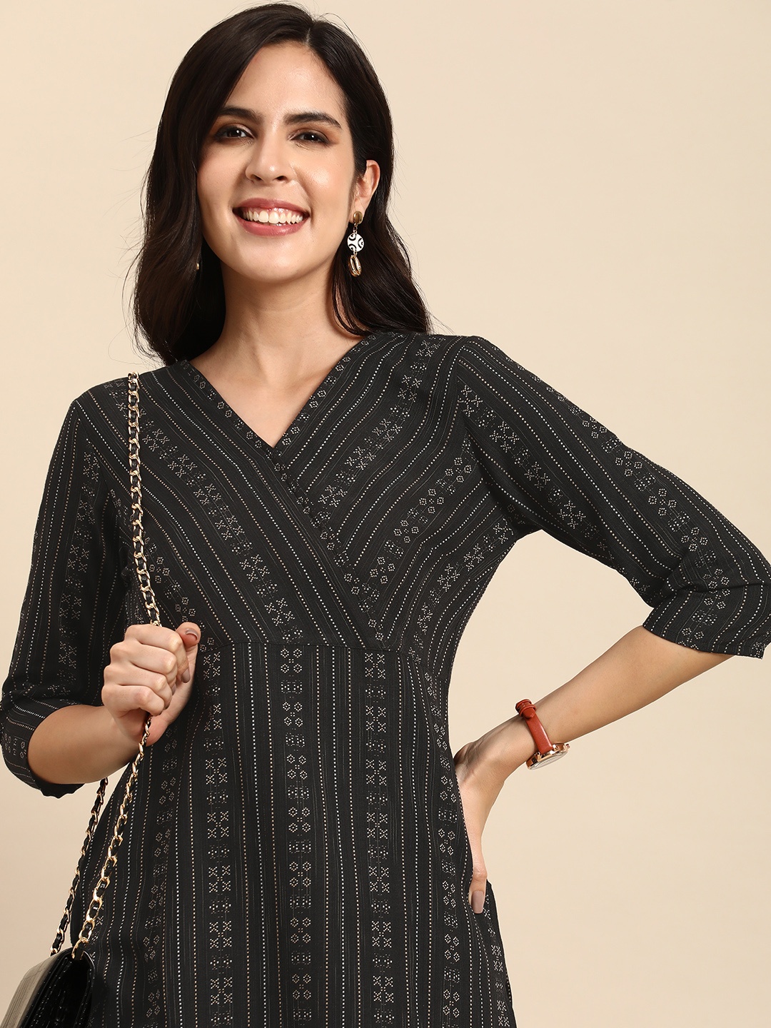

Anouk Women Black Yoke Design Kurta