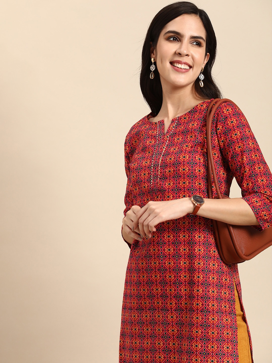 

Anouk Women Red Bandhani Printed Kurta