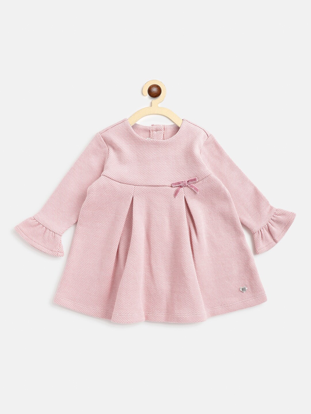 

Chicco Infant Girls Self Design Bell Sleeves Fit & Flare Dress, Pink
