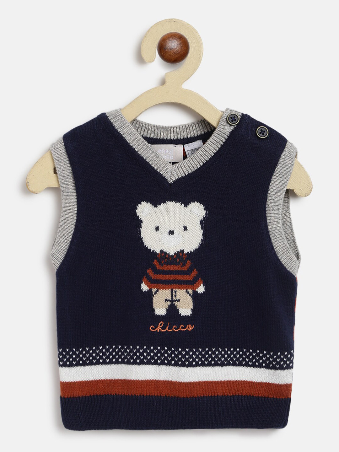 

Chicco Infants Boys Printed Sweater Vest, Navy blue