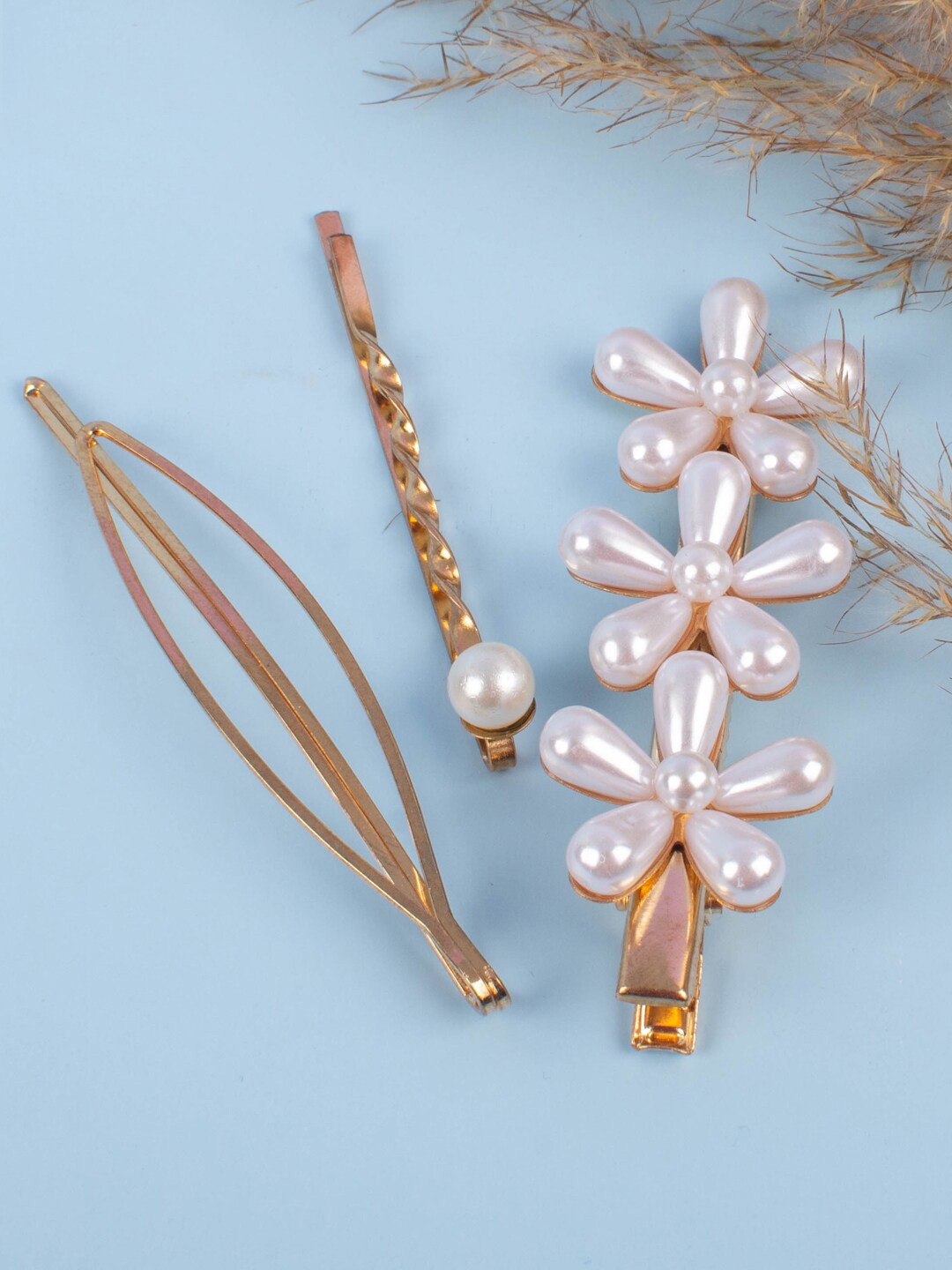 

Jewelz Women Set Of 3 Embellished Bobby Pins, Gold