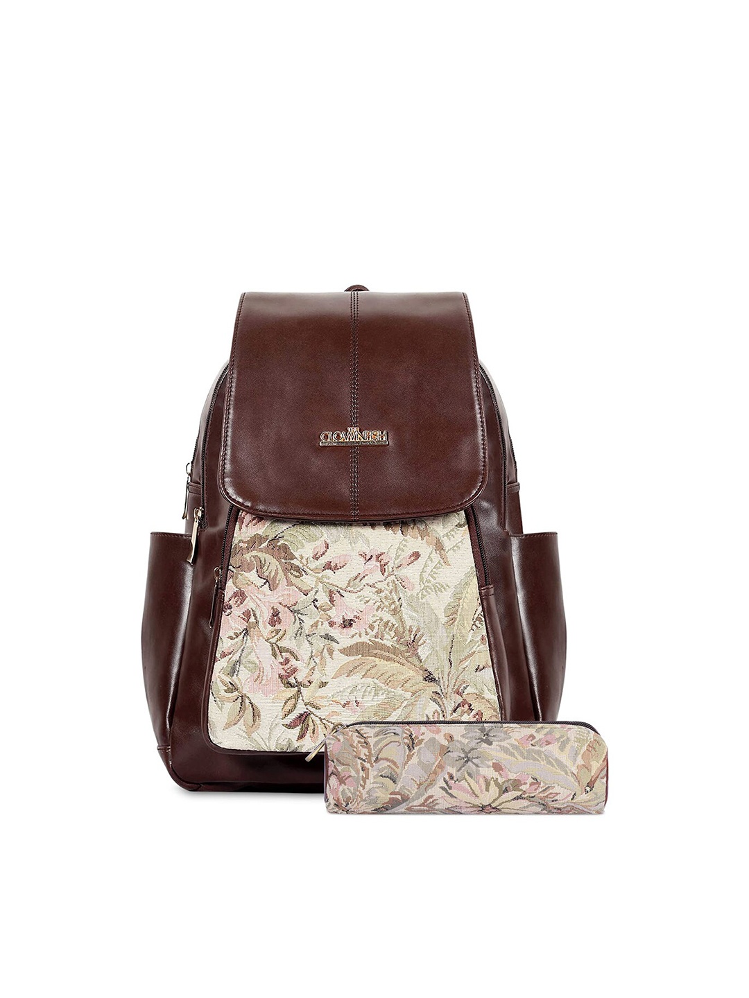 

THE CLOWNFISH Casual Travel Backpack With Pouch, Brown