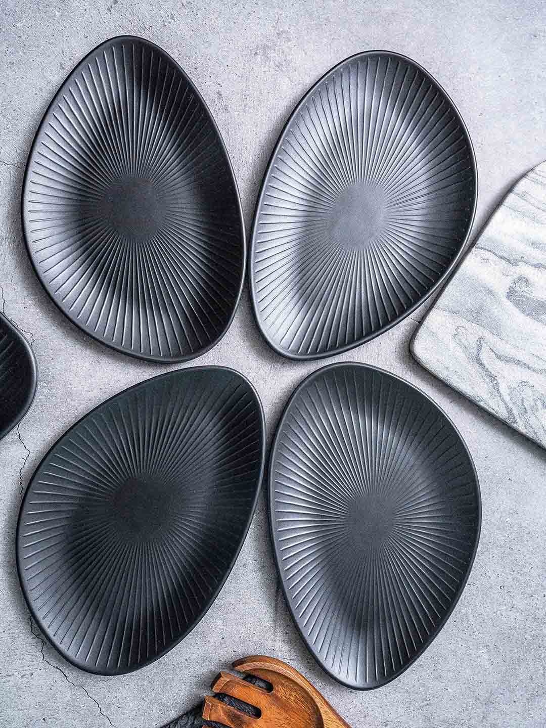 

Stehlen Set Of 4 Melamine Serving Persian Platter, Black