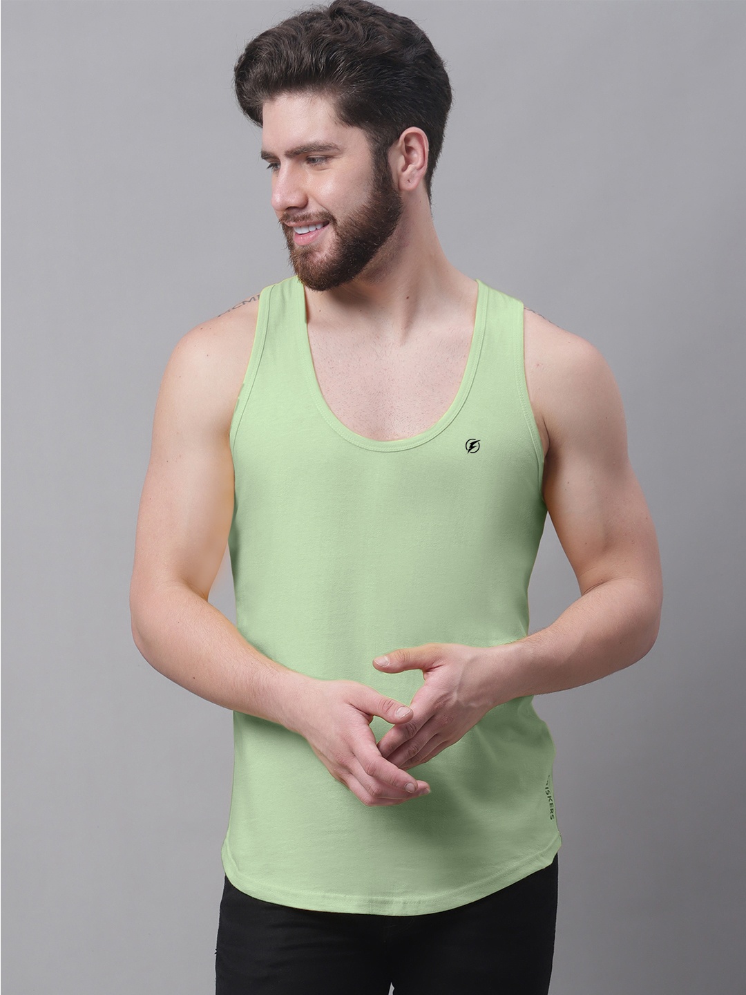 

Friskers Round Neck Pure Cotton Skin Friendly Gym Vests, Sea green