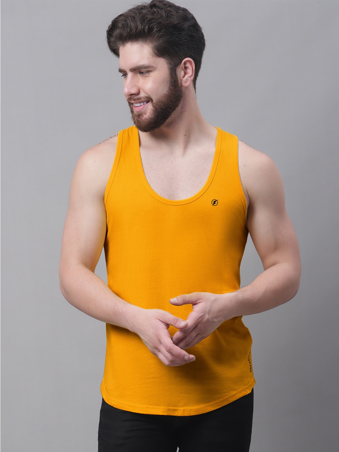 

Friskers Round Neck Pure Cotton Skin Friendly Gym Vests, Orange